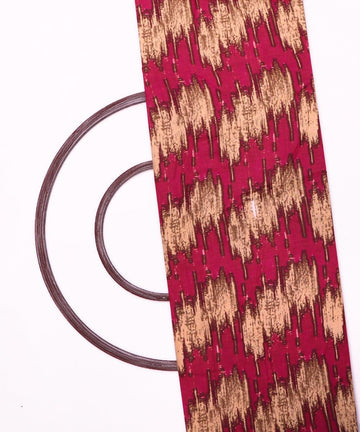 pink and brown colour abstract print rayon fabric